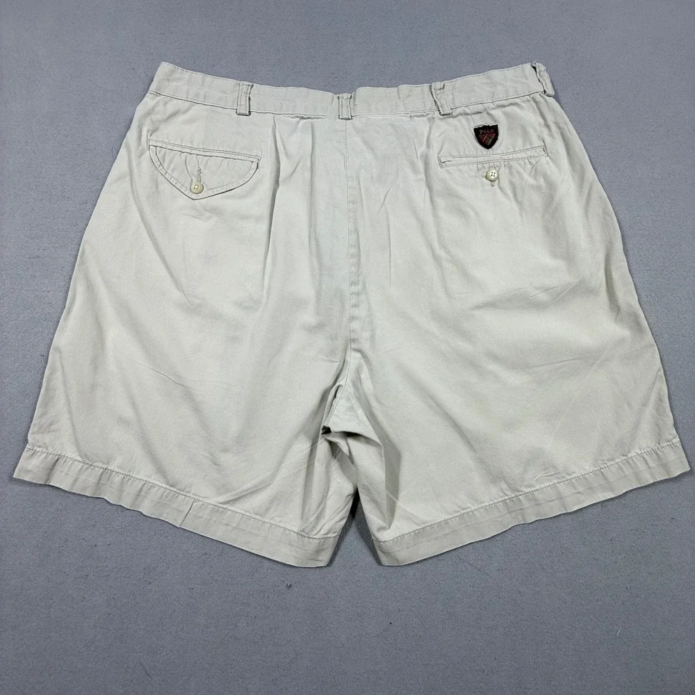 Polo Golf Ralph Lauren Mens Tan Beige Pleated Chino Shorts‎ Cotton Size 37